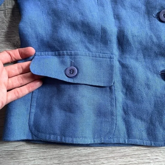 Talbots Periwinkle Blue 100% Linen Blazer Size 10 Petite - Picture 7 of 12